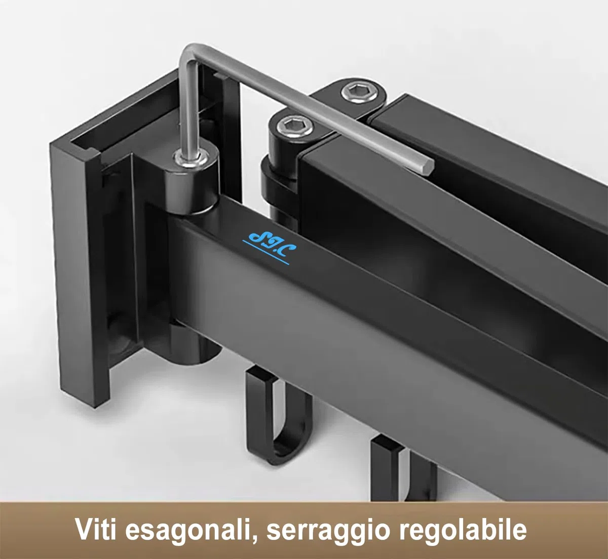 S.I.C Stendibiancheria da Parete Pieghevole, Girevole a 3 Sezioni, Salvaspazio per Balcone e Lavanderia, Alluminio (Nero, 120cm)