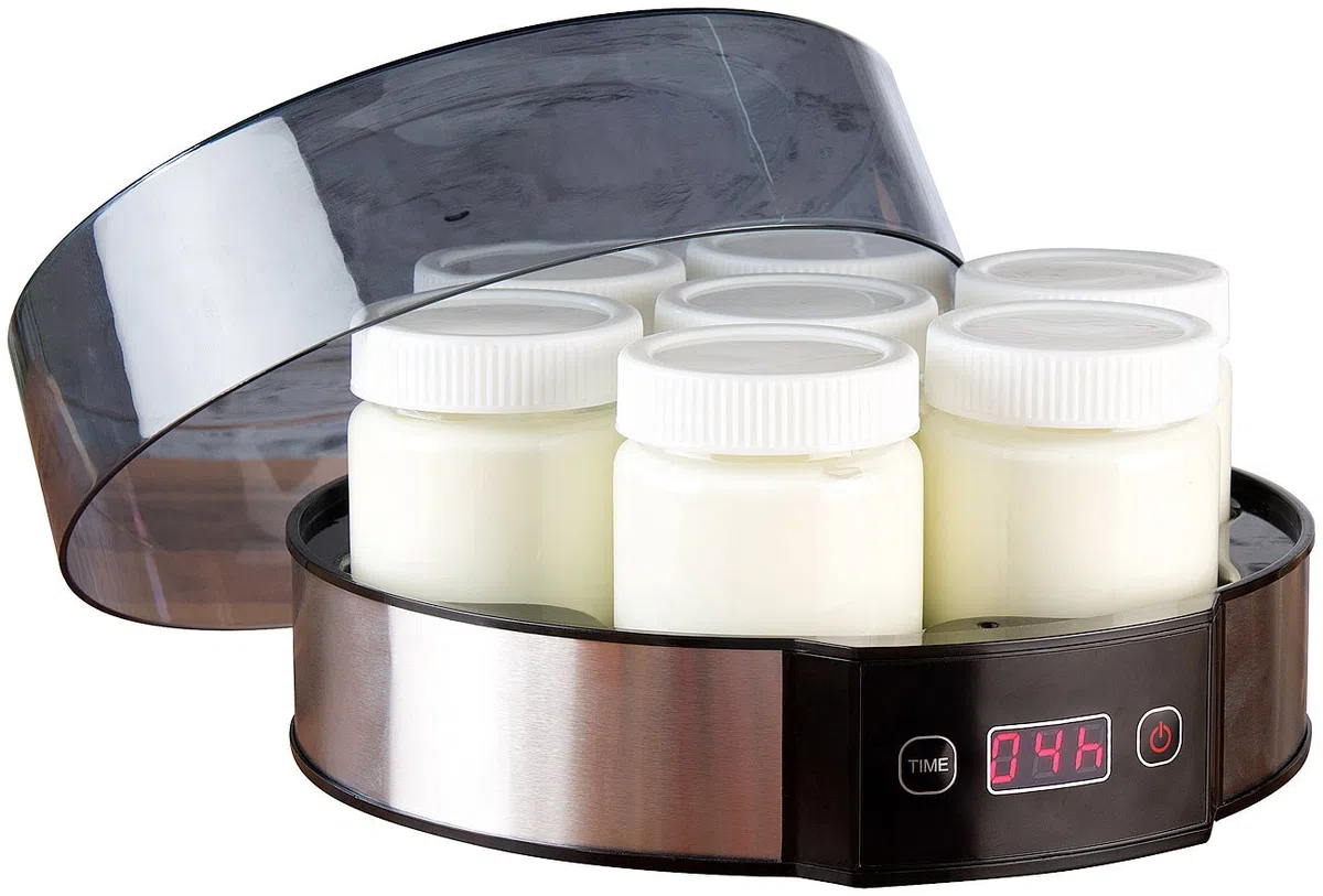 Rosenstein & Söhne yogurtiera: Yogurt Maker, Timer, 7 bicchieri porzionati da 190 ml (macchina per yogurt, termostato elettrico fai da te cultura fresca)