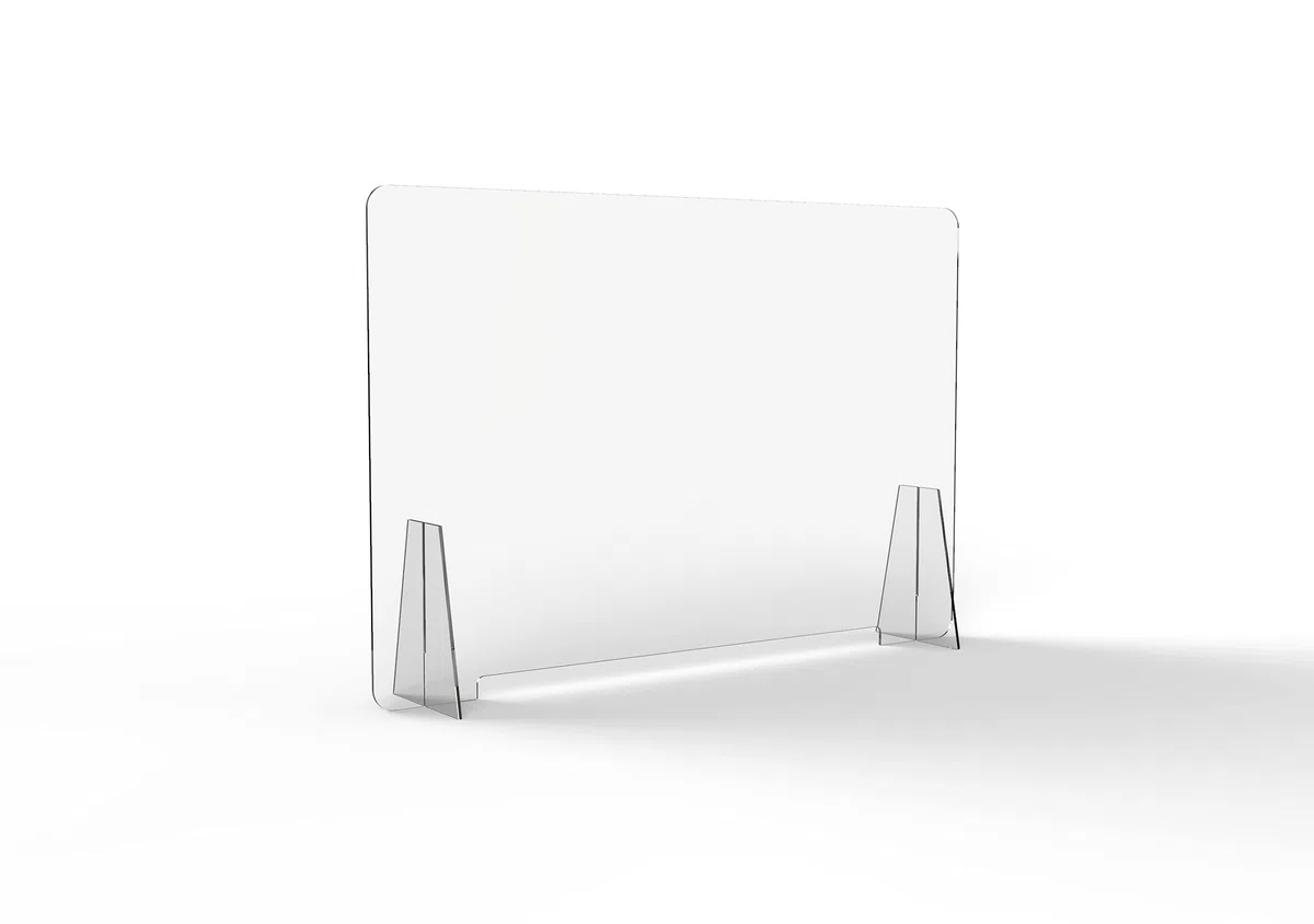 Pannello Protettivo Parasputi/Parafiato da Banco in PMMA acrilico Trasparente misura 100x67 cm (SMALL)