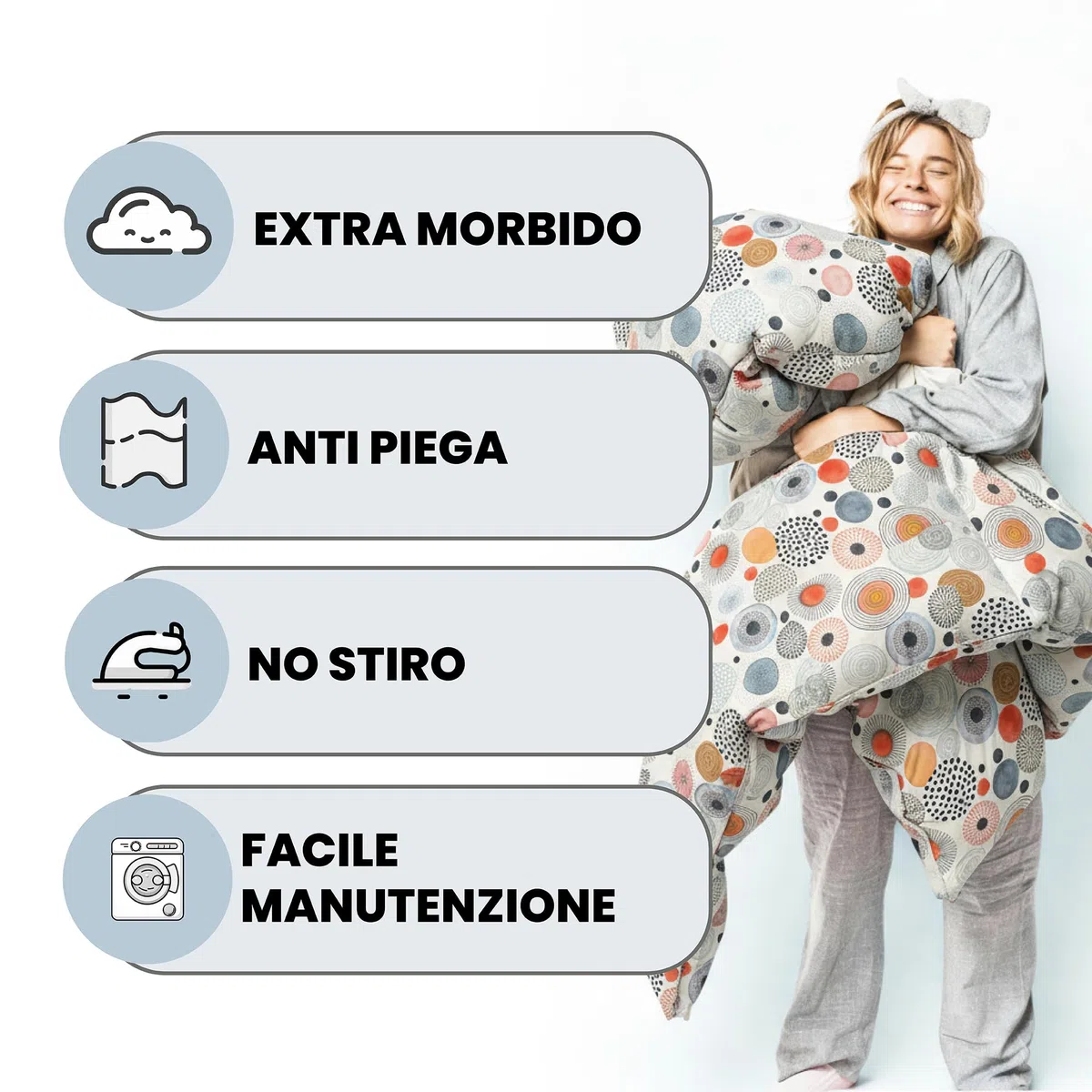 Trapunta Invernale Imbottita Letto Singolo 160x245cm DoubleFace BASIC fantasia ACQUERELLO, Made in Italy - Piumino Reversibile in morbida Microfibra 200gr/mq - Piumone Lavabile in Lavatrice