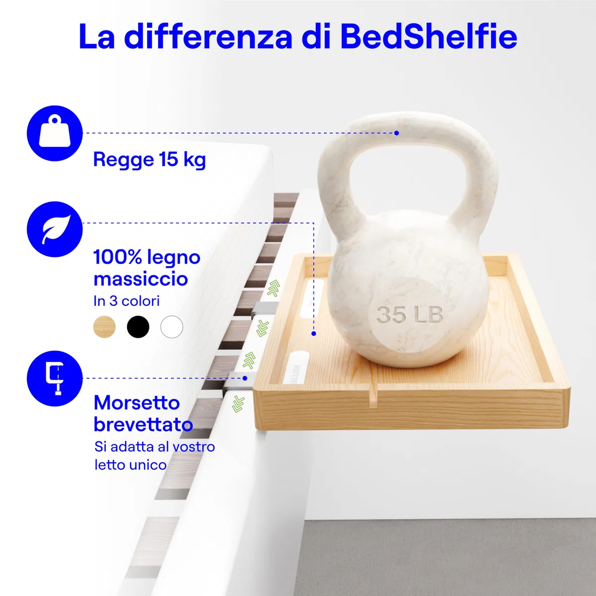 BedShelfie Smallish Flexfit - Scaffale da comodino per letto a castello e superiore, ideale per dormitorio