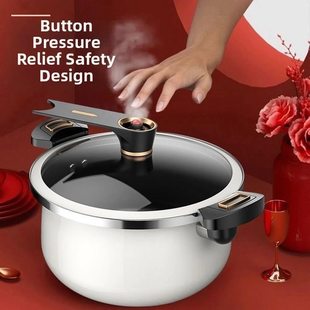 Pentola per zuppa, 7 l, in ghisa smaltata con coperchio in vetro senza rivestimento, grande capacità di cottura per fornelli a induzione a gas, stufato a pressione (7 l bianco)