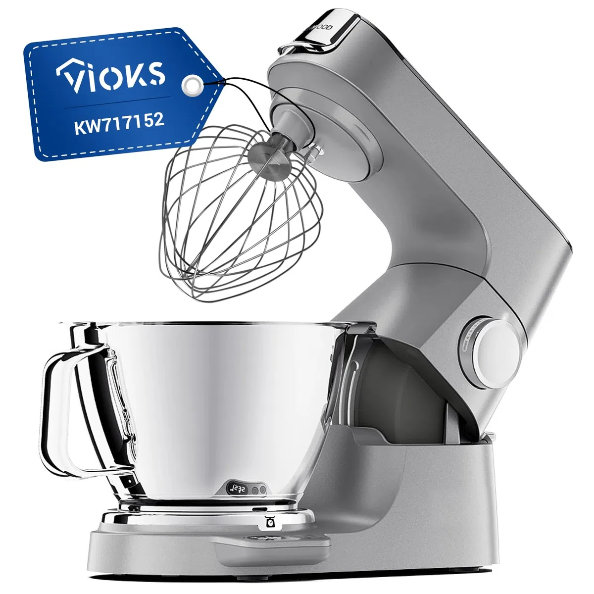 VIOKS KENWOOD KW717152 - Frusta per robot da cucina Chef XL Major Cooking Chef Frusta in acciaio inox 9 fili