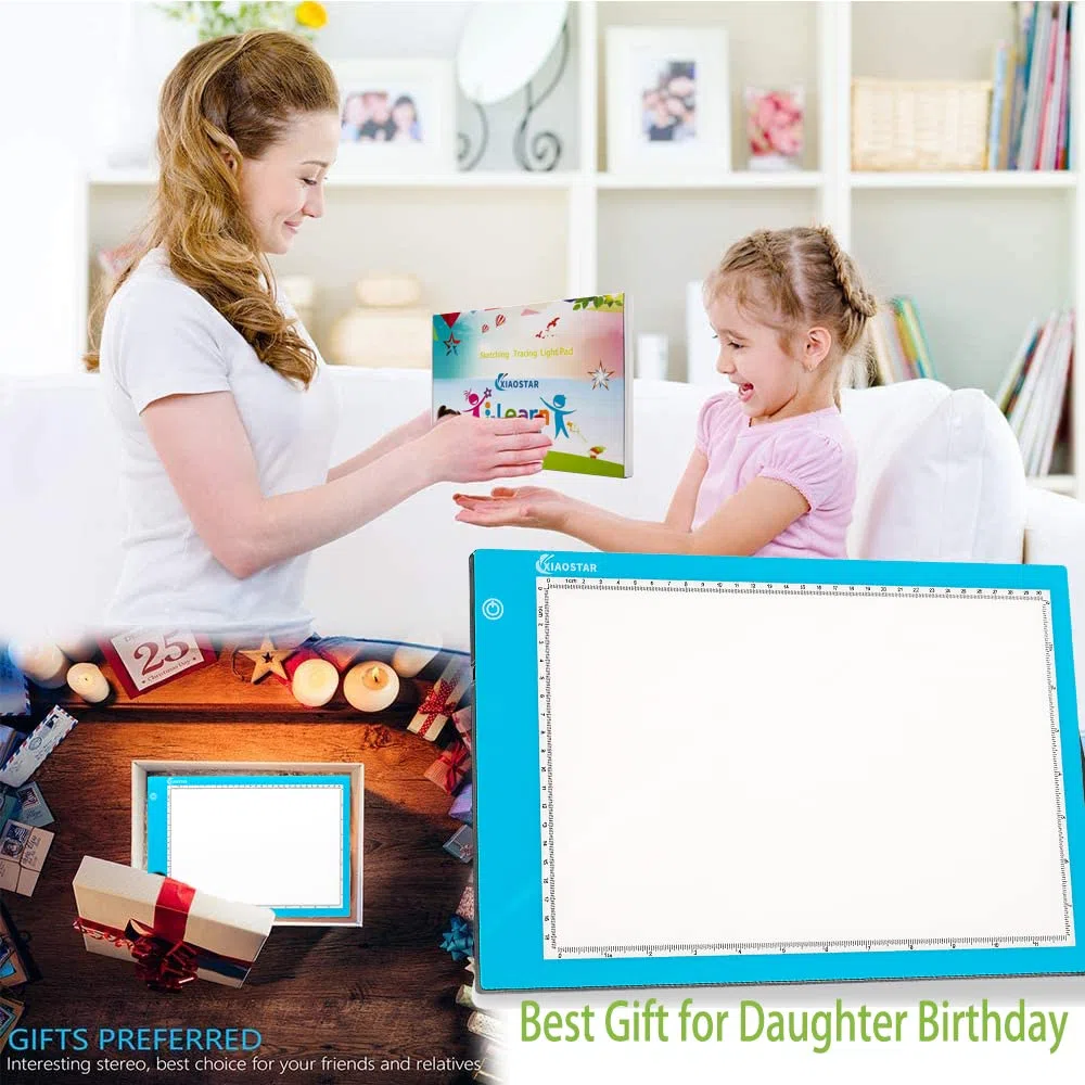XIAOSTAR A4 LED Tavoletta Luminosa Copia Board Super Sottile Light Box Disegno Pad Tavolo Tracciante Cavo Type-c interfaccia Luminosità Regolabile per Artisti (blu scuro)