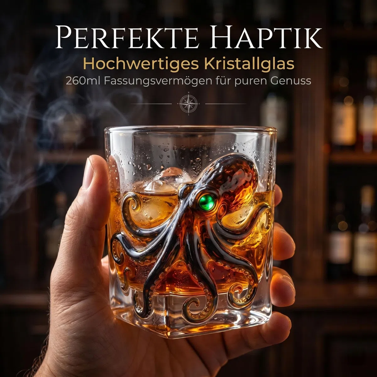 Set Whisky Polpo 3D | Decanter con 2 Bicchieri, Caraffa per Whisky Rum Bourbon Cocktail, Idea Regalo Originale per Uomini e Appassionati di Bar