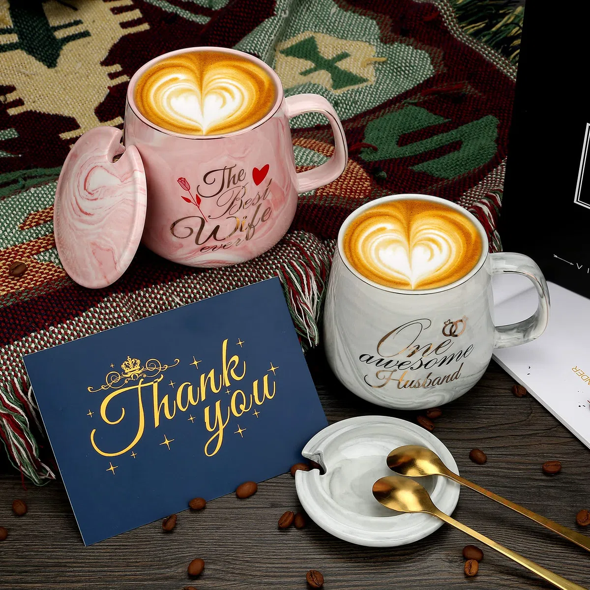 Sovyime One Awesome Husband, The Best Wife Set Regalo Tazzine Caffè - Regalo Matrimonio Fidanzamento per Coppia - Idea per Amanti Amici Genitori Inaugurazione Della Casa - 13 oz