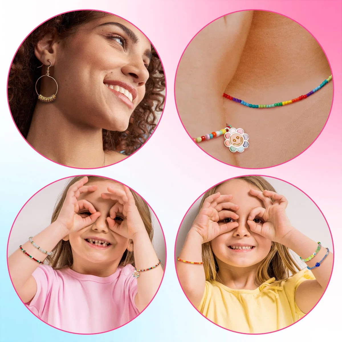 Lannvan 25170PCS Perline per Braccialetti, 48 Colori 3mm Perline di Vetro con Perline Lettere e Altri Accessori, 3 Scatole Kit Braccialetti Fai Da Te, Regali di Compleanno e Natale