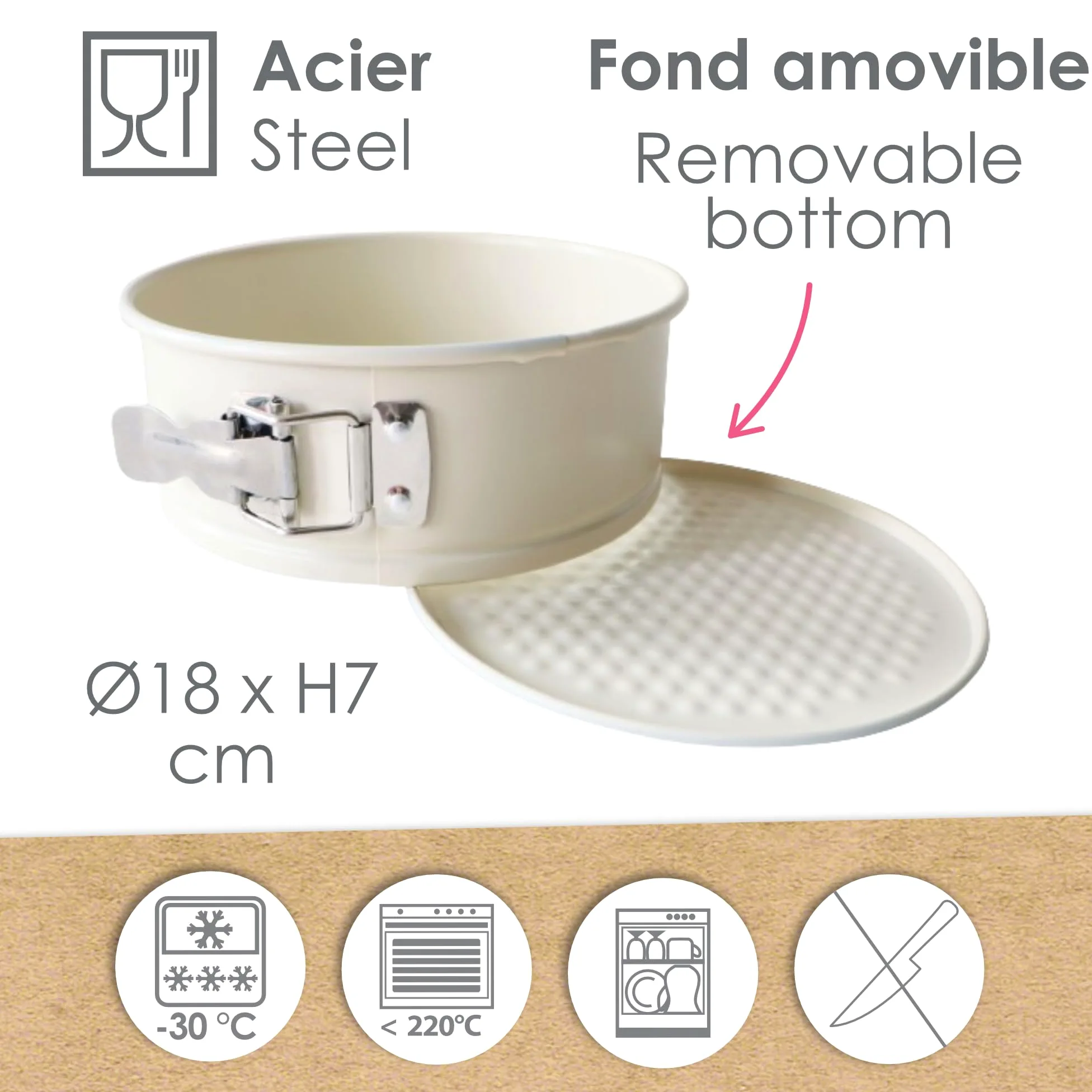 ScrapCooking 1295 - Stampo antiaderente in metallo, diametro 18 cm, stampo rotondo per torte, pasticceria