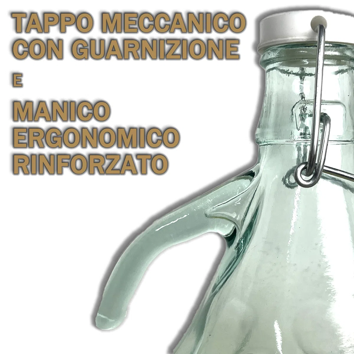 FERROELETTRA Damigiana Vetro 5 Litri - Bottiglione con Chiusura Meccanica Ermetica Con Guarnizione Dama per Olio - Contenitore Olio 5 Litri - Damigiane e Bottiglioni per Prodotti Alimentari (6 Pezzi)