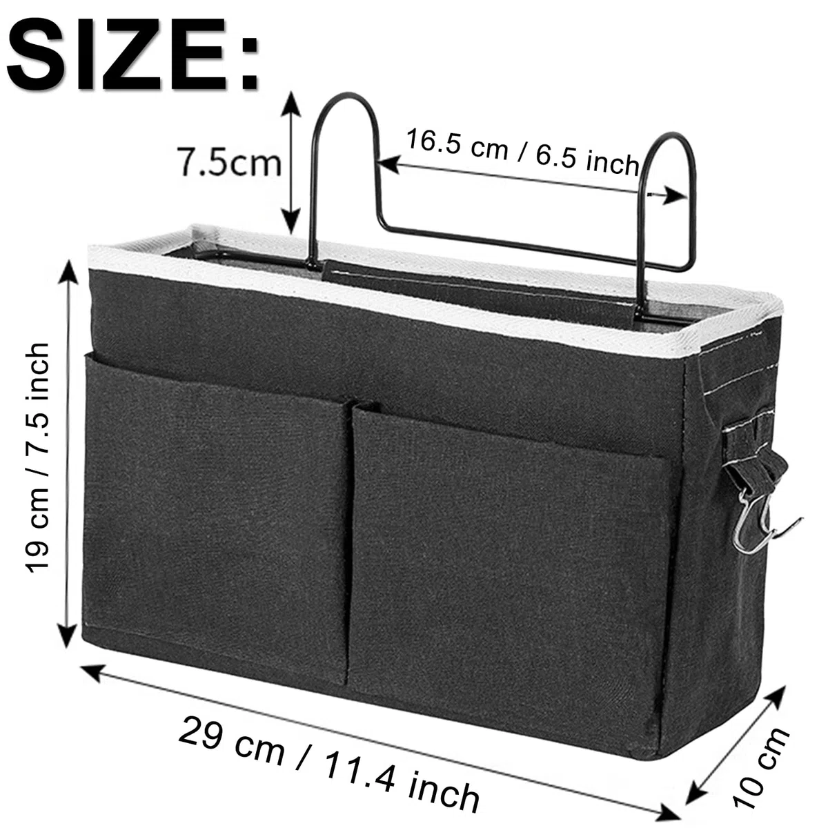 2 Pezzi Borsa da Comodino, Tasche Portaoggetti Letto, Tasche da Letto Appendibile, Tasche da Comodino, Tasca da Letto, per Ufficio, Camera da Letto, Cucina