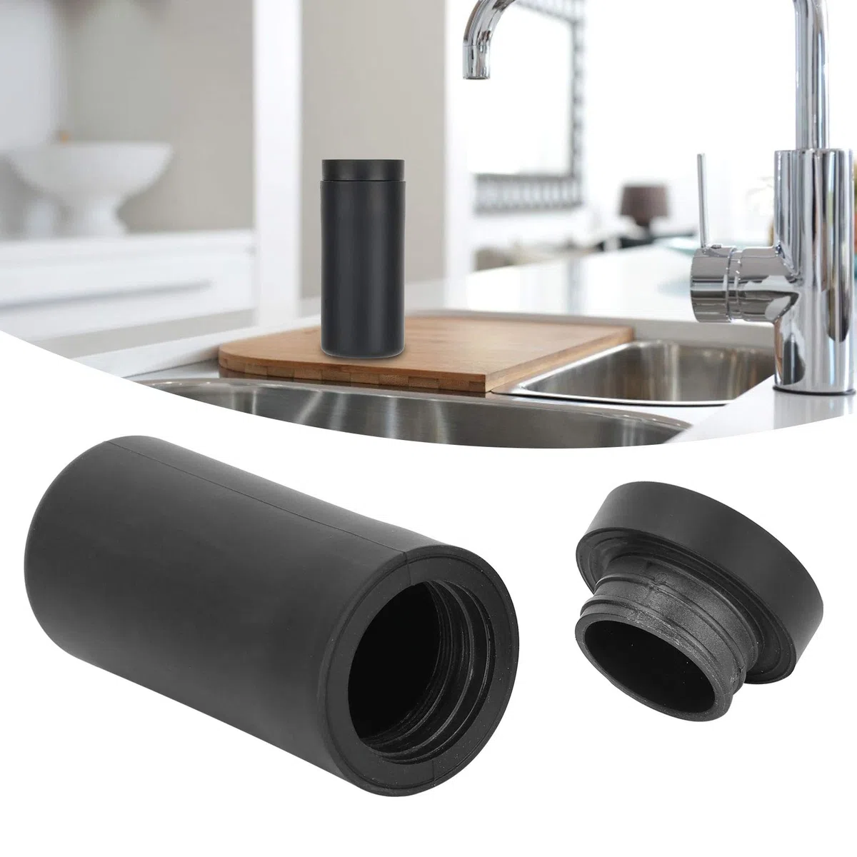 Dispenser Manuale di Sapone Squeeze Type 240ml Lozione Gel Doccia Shampoo Bottiglia di erogazione in Silicone per Cucina Bagno Domestico(Black)