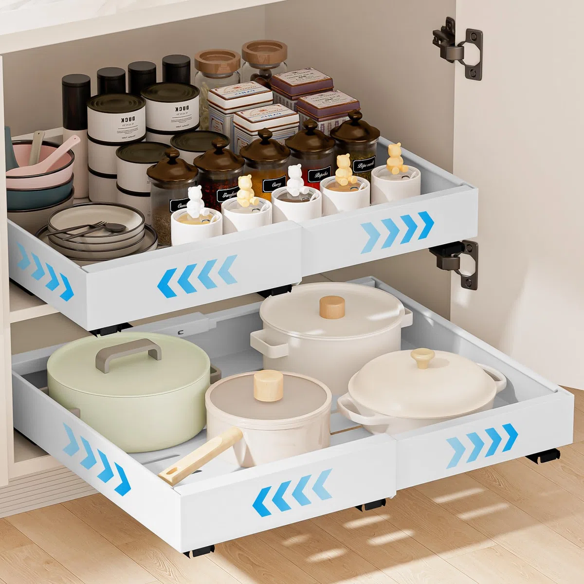 Cassetto Telescopico, 2 Pezzi Espandibile Ripiani per Cassetti Estraibili per Armadio da Cucina Cassetto Scorrevole Estensibile Estraibile Larghezza Regolabile 32-52cm Per Cucina Bagno Soggiorno
