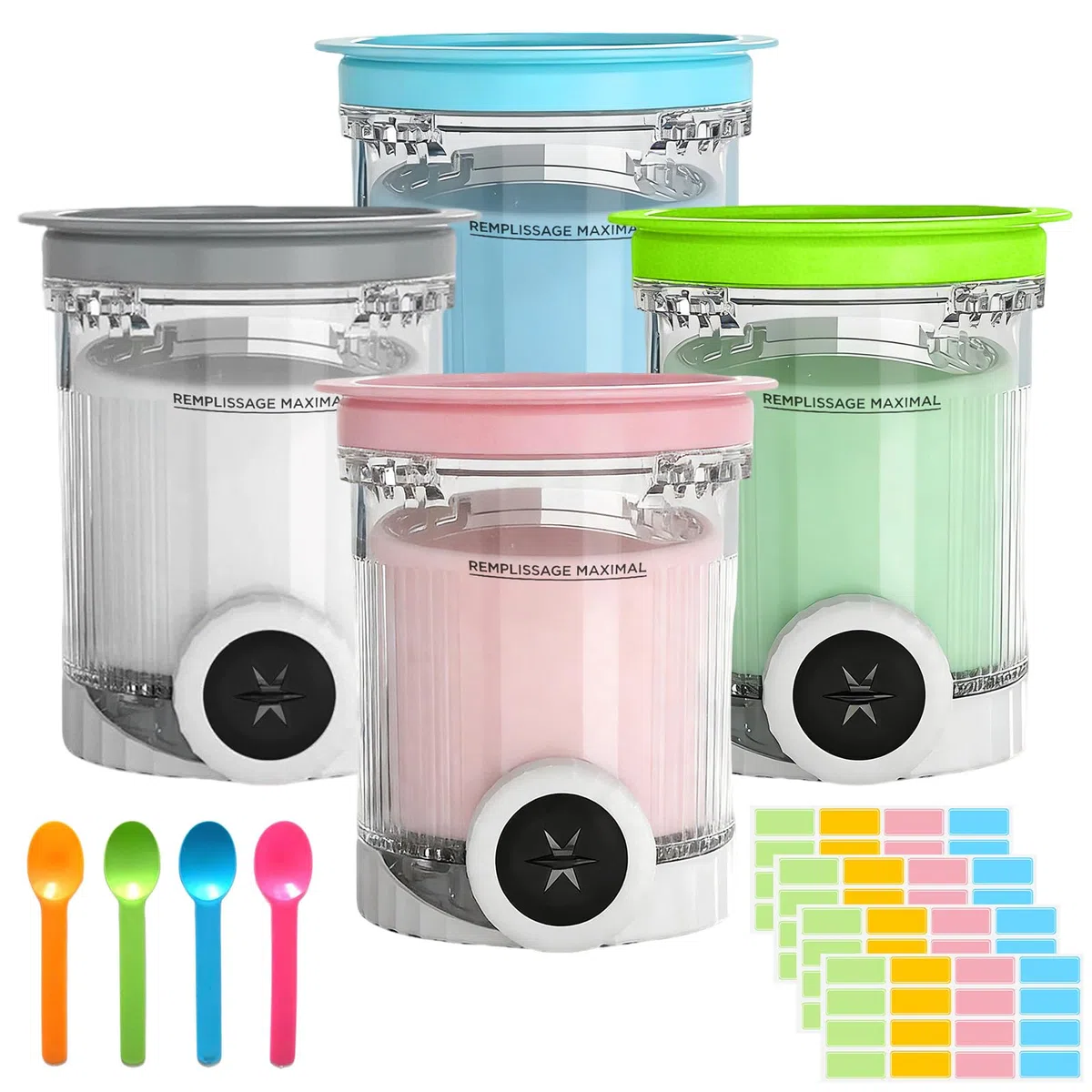 DAZZTIME Contenitori per Gelato,4 Pezzi Contenitore Creami per Macchina da Gelato Ninja Creami,Accessorio per Contenitore per Gelato Ninja NC700/NC701,Vaschette per Gelato,Senza BPA