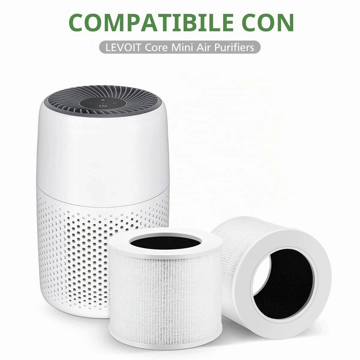 Confezione da 2 filtri HEPA di ricambio compatibili con purificatore d'aria Levoit Core Mini-RF, sistema di filtraggio 3 in 1, filtro HEPA H13 True