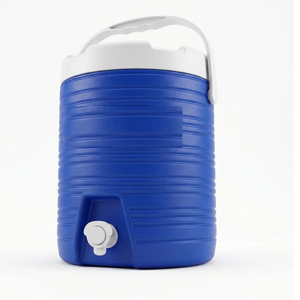Thermos Borraccia Termica 9 Litri con Rubinetto e Maniglia Contenitore Frigo Acqua in Plastica Bocca Larga Tappo e Contenitore Porta Oggetti