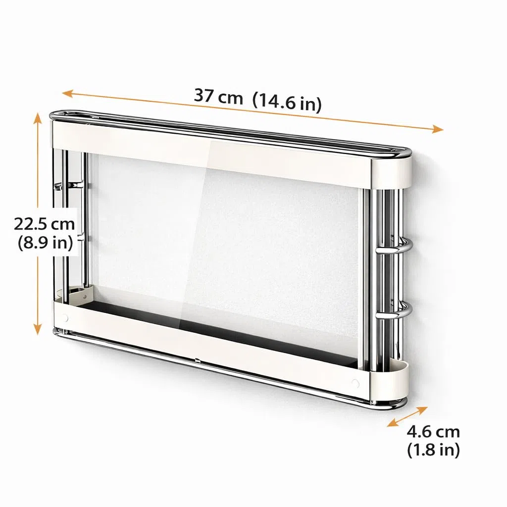 Porta coltelli da cucina con 9 scomparti, ripiano portaoggetti in acciaio inox montato a parete, design cavo, piastra in PET trasparente da 5 mm e vassoio in silicone