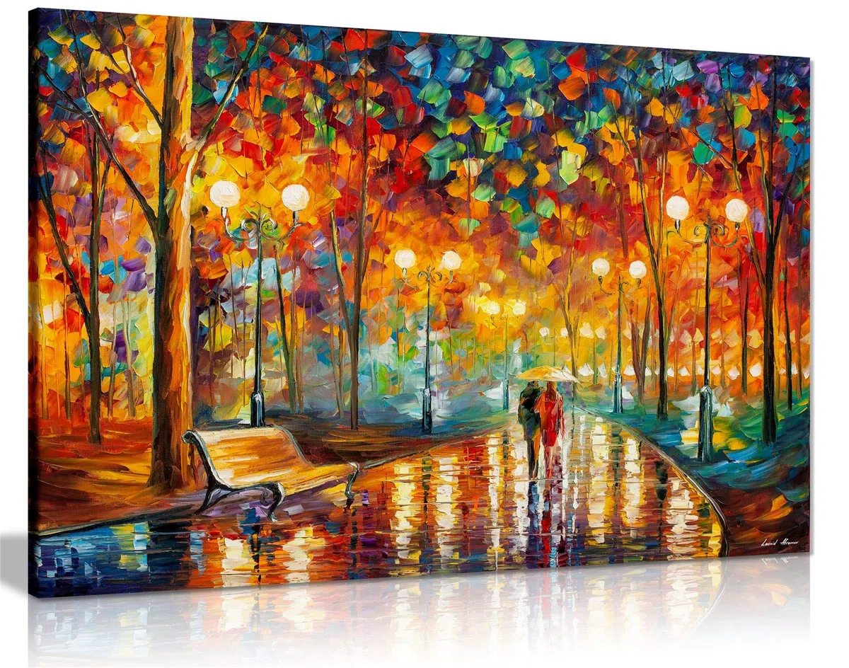 Leonid Afremov - Dipinto a olio astratto su tela da parete per soggiorno, decorazione casa, Rains Rustle Ii, 61x41 cm (24x16in)