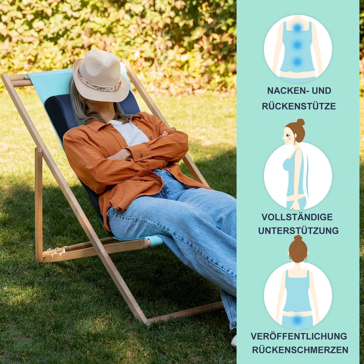 GOFORIT Cuscino ergonomico per sedia a sdraio e sedia a dondolo, 68 cm, extra alto, morbido cuscino 2 in 1 per collo e lombare, antiscivolo, lavabile, per divano e sedia da ufficio