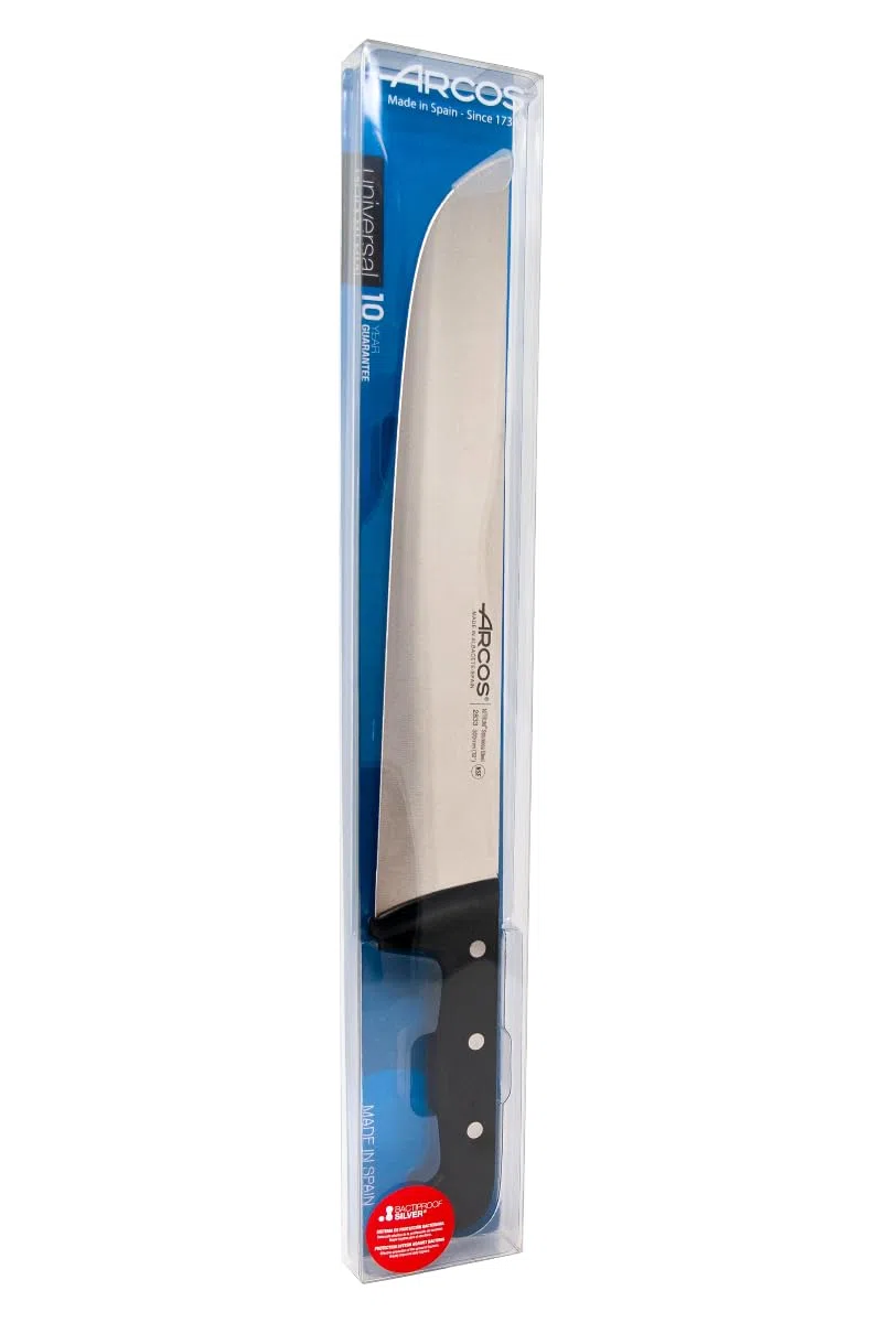 Arcos Coltello da Macellaio con Lama in Acciaio Inossidabile Nitrum 300 mm – Manico Ergonomico in Poliossimetilene POM, Coltello Professionale – Nero, Serie Universal