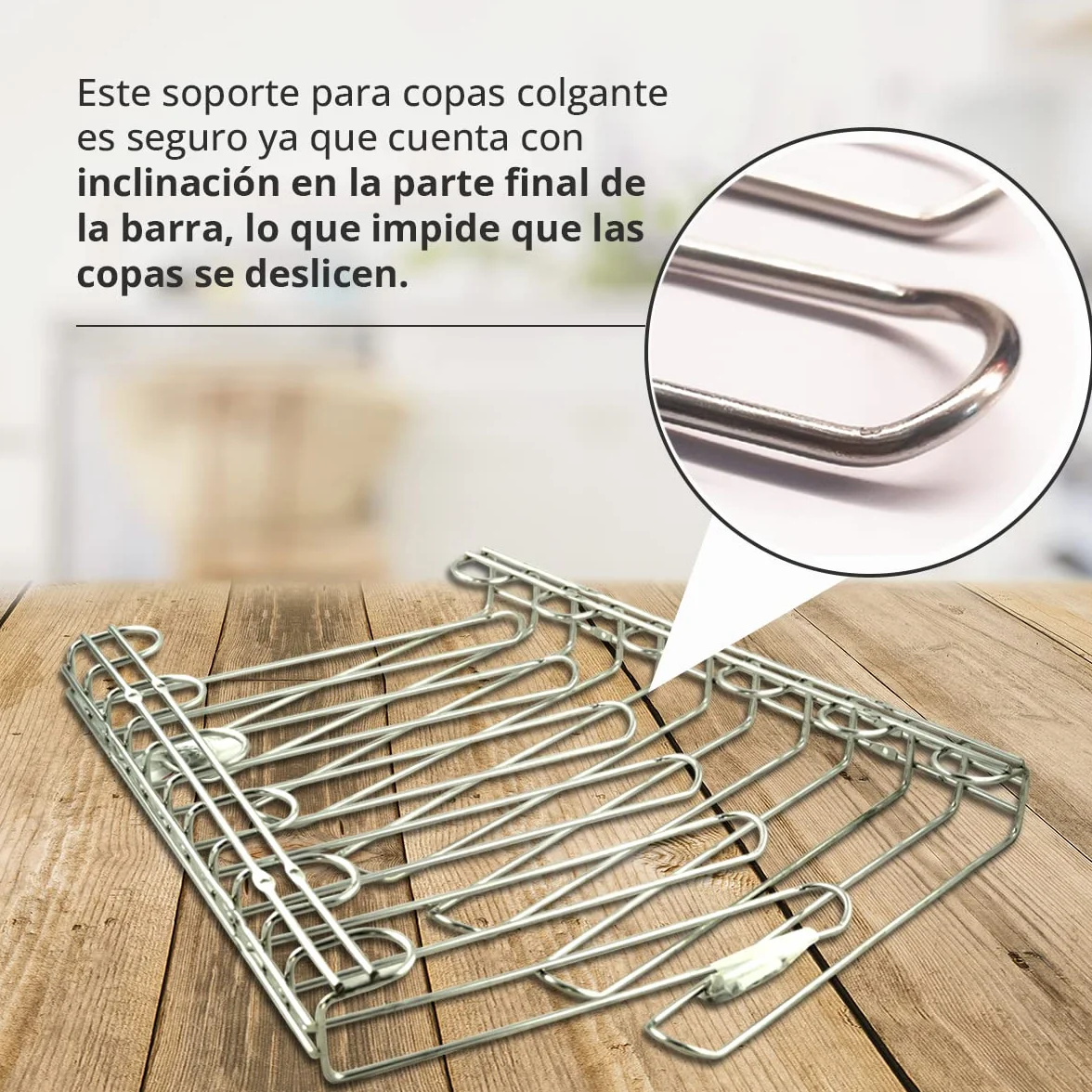 Hostelnovo - Confezione da 2 ganci per tazze da soffitto e da parete - Supporto per calici da vino, ideale per bar o ristorante in acciaio inox 18/8, 821/2