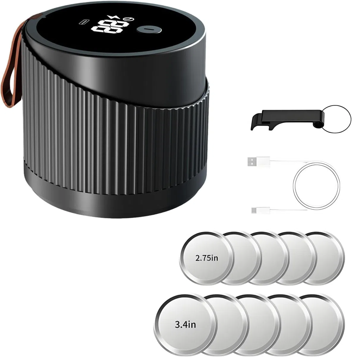QUMOX Kit di sigillatore per aspirapolvere al barattolo elettrico per muratore per barattoli di bocca larga e normale, arresto automatico per una facile conservazione degli alimenti