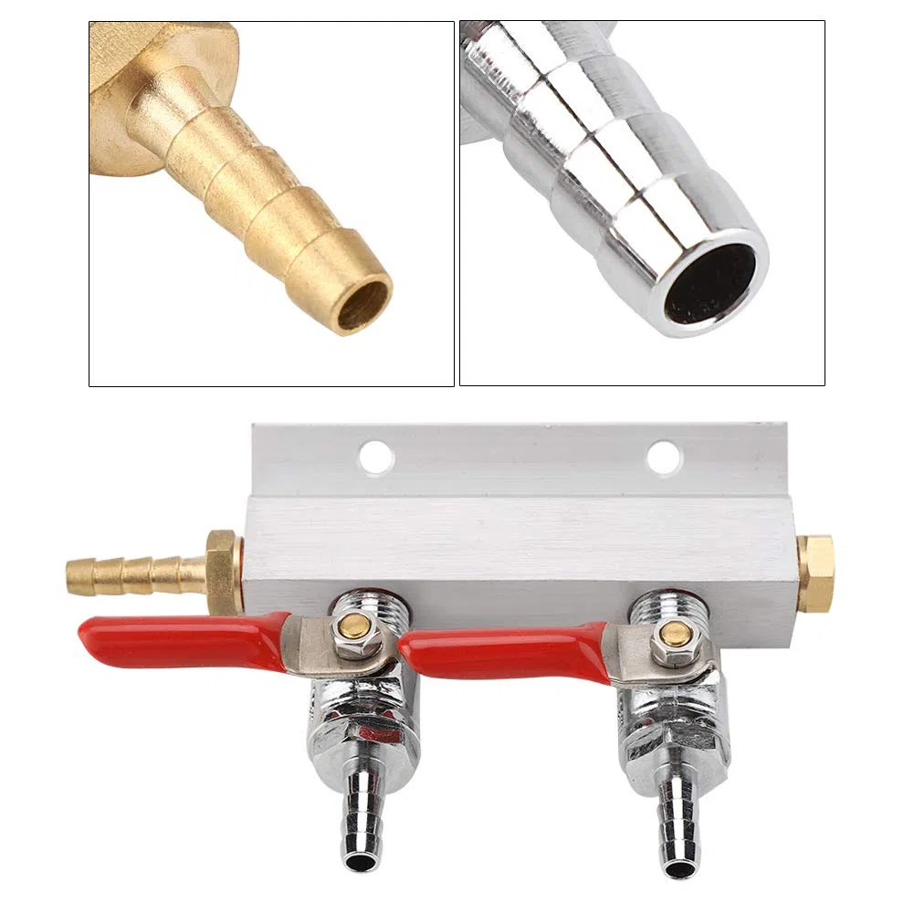 Fdit 2 Way Beer Splitter Multi-Way Home Co2 Air Gas Collettore Distribuzione Splitter Beer 2 Way Co2 Splitter Regolatore di Anidride Carbonica Distributore Aria Distributore di Co2 Collettore