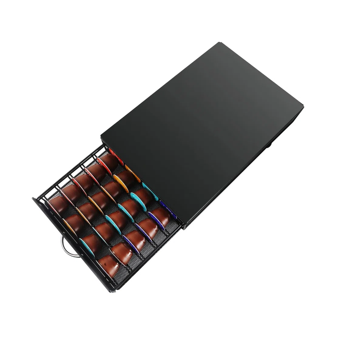 Cassetto Porta Cialde caffè,Porta Capsule per caffè Compatibile con Dolce Gusto,Nespreso Vertuo Capsules,Capacità: 40 capsule,Nero.
