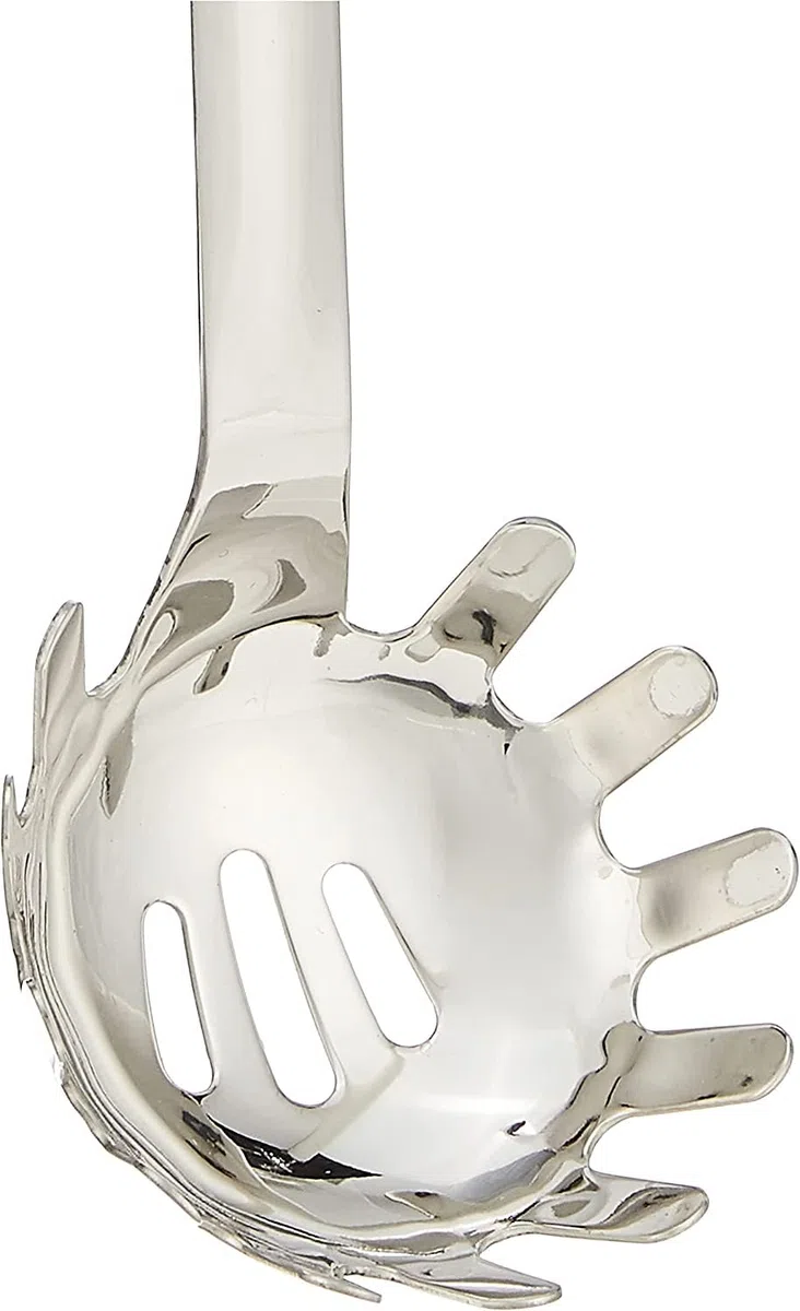 Leifheit cucchiaio per spaghetti ProLine, mestolo per pasta in acciaio inox e plastica di alta qualità, con manico ovale ergonomico e pratico gancio per appendere, colore argento