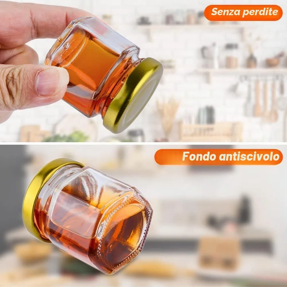 CLTPY 30Vasetti Miele 45ml, Vetro Piccolo, Bomboniere, Marmellata, Spezie, per Matrimonio, Battesimo Regali