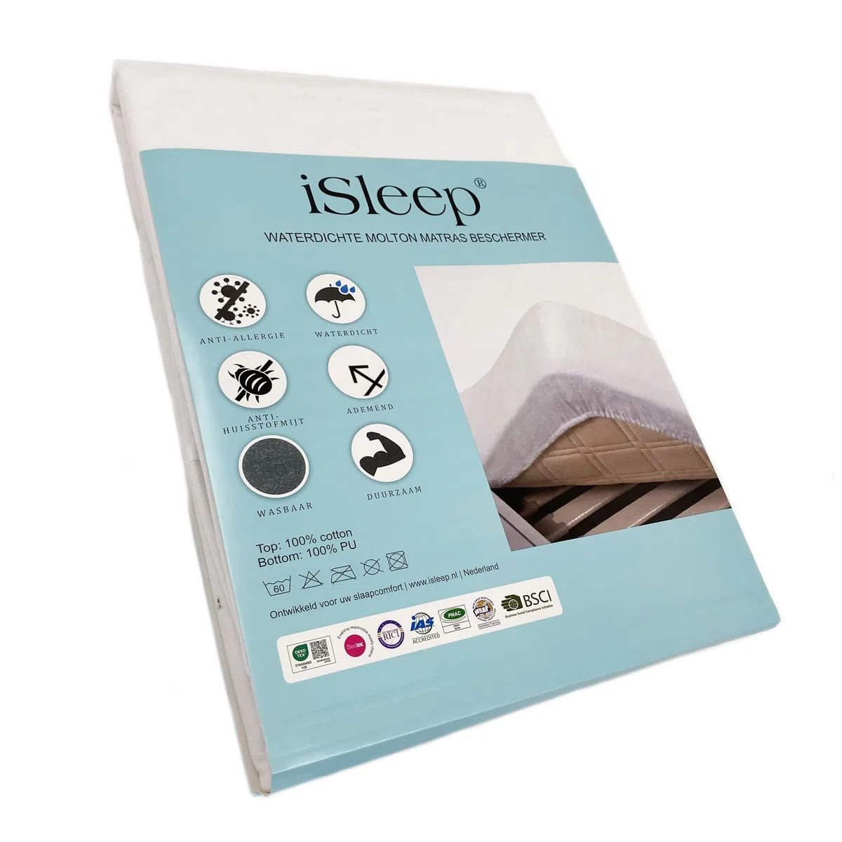iSleep Coprimaterasso impermeabile in Molton (160 x 210/220 cm)