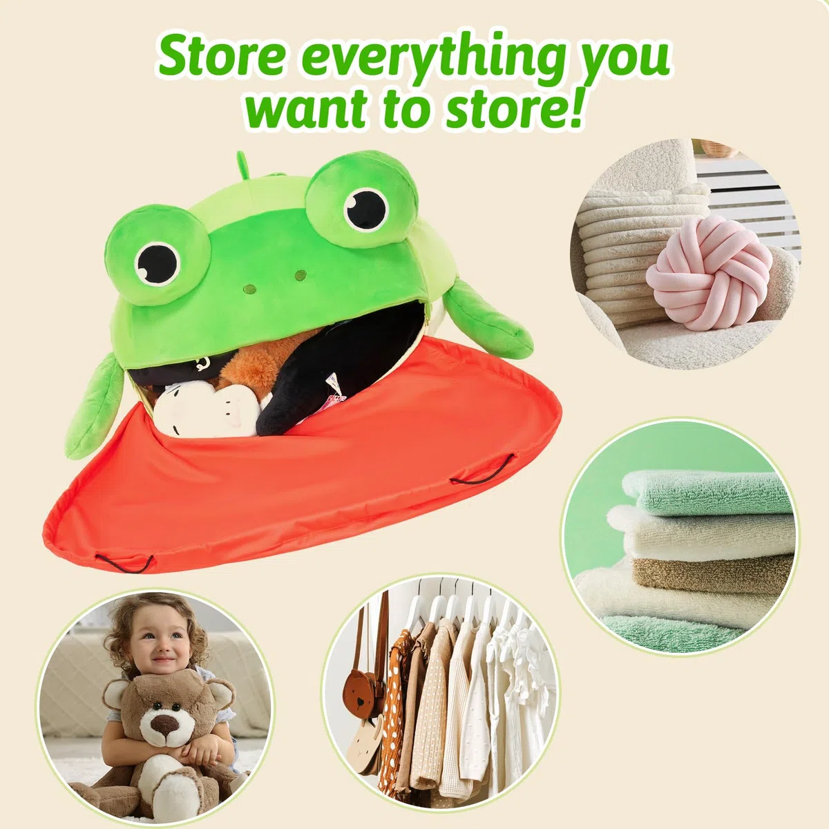 OUOZZZ Pouf per bambini, con chiusura lampo, per organizzare e organizzare