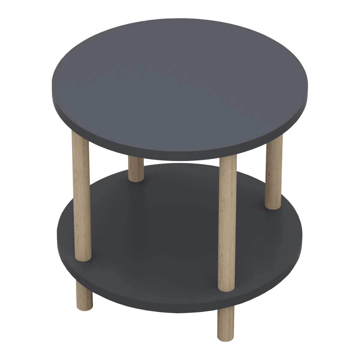 [en.casa] Tavolino Rotondo da Salotto con 2 Piani di Appoggio e Gambe Cilindriche Tavolino da Caffè Tavolo Basso da Divano Design Compatto 49xØ42 cm Grigio