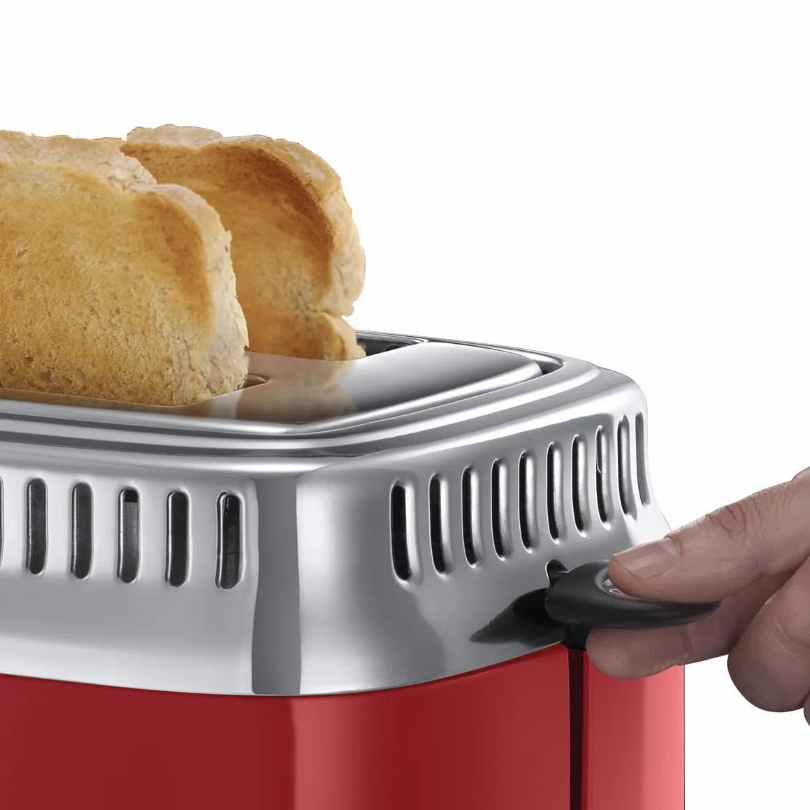 Russell Hobbs Tostapane Retro 2 Fette, Toast e Panini Farciti, 1300 W, Funzione Lift & Look, Riscalda e Scongela, Design Rosso – 21680-56