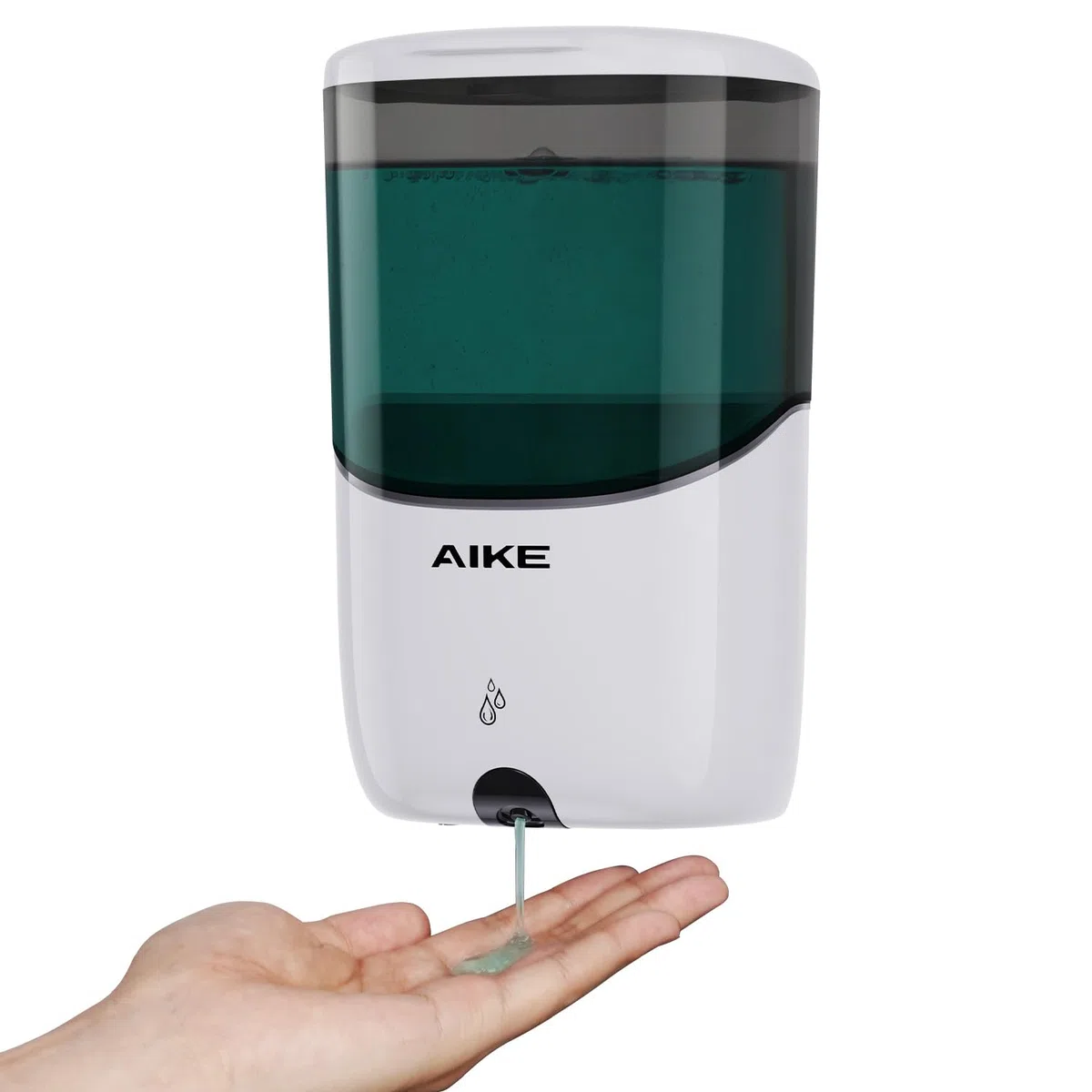 AIKE Dispenser Sapone Automatico a Parete, Dispenser Sapone Bianco Montaggio a Parete, Dispenser Sapone Liquido per Bagno e Cucina, Modello AK1216