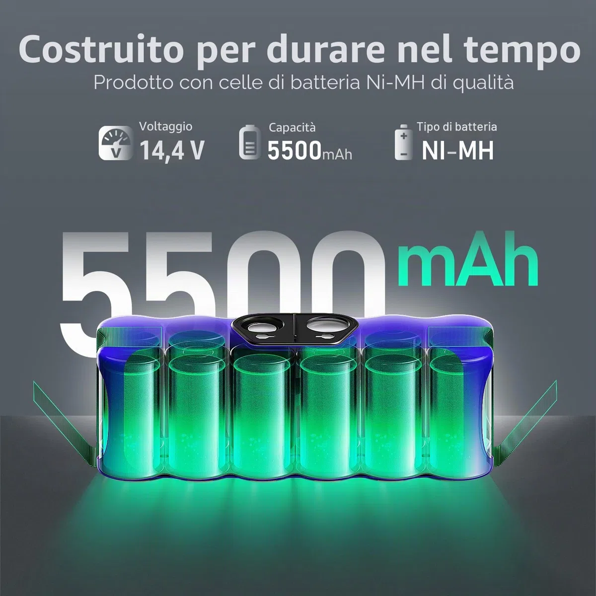 Morpilot X-Life Batteria di Ricambio, 14.4V 5500mAh Batteria, Compatibile con 500 600 700 800 Serie