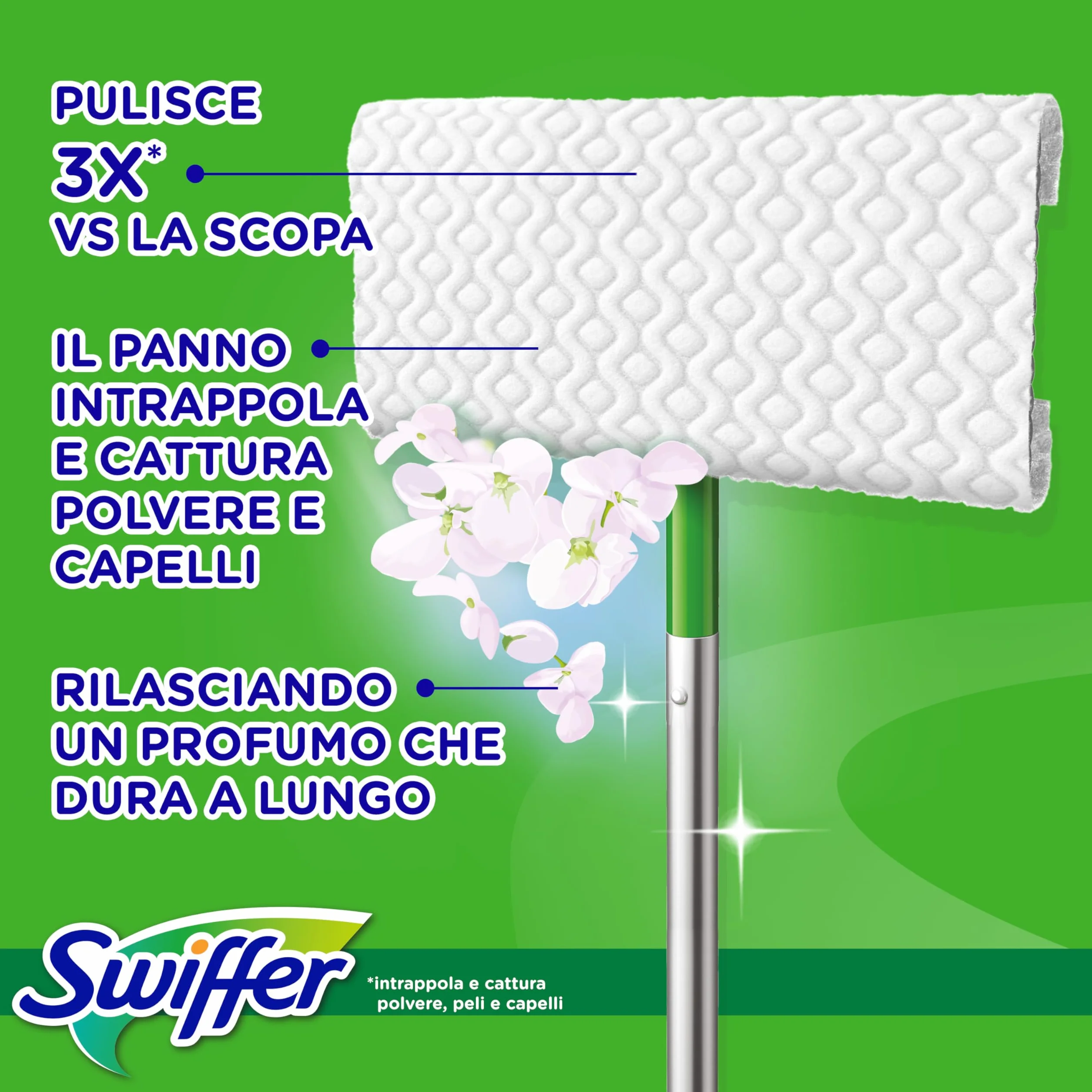 Swiffer Panni Di Ricambio Per Scopa 120 Pezzi, Per Catturare E Intrappolare 3 Volte Più Polvere, Sporco E Peli Di Una Scopa Tradizionale
