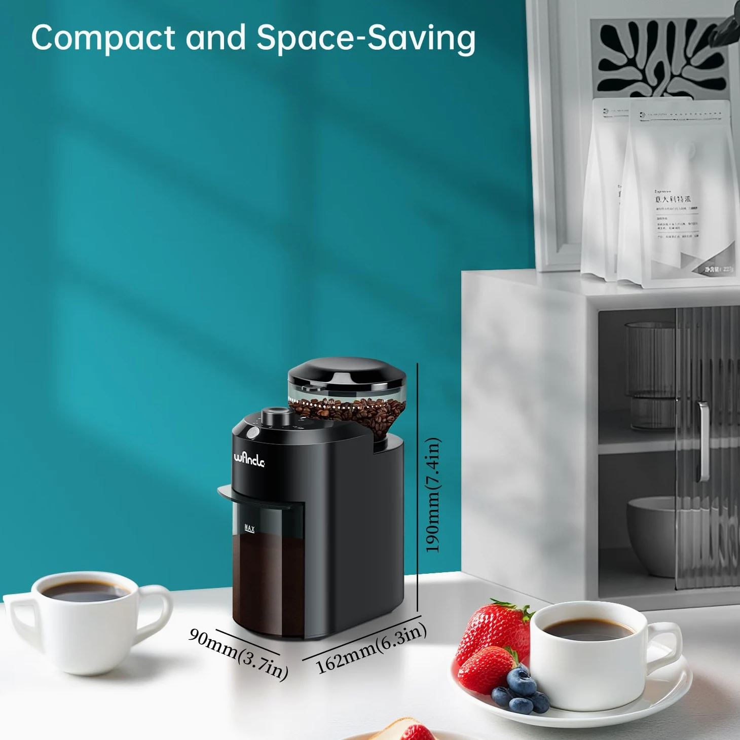 Macinacaffè, Macinacaffè Elettrico Wancle, Macinino Regolabile per Chicchi di Caffè, con 28 Impostazioni di Macinatura Precise per 12 Tazze, 220V