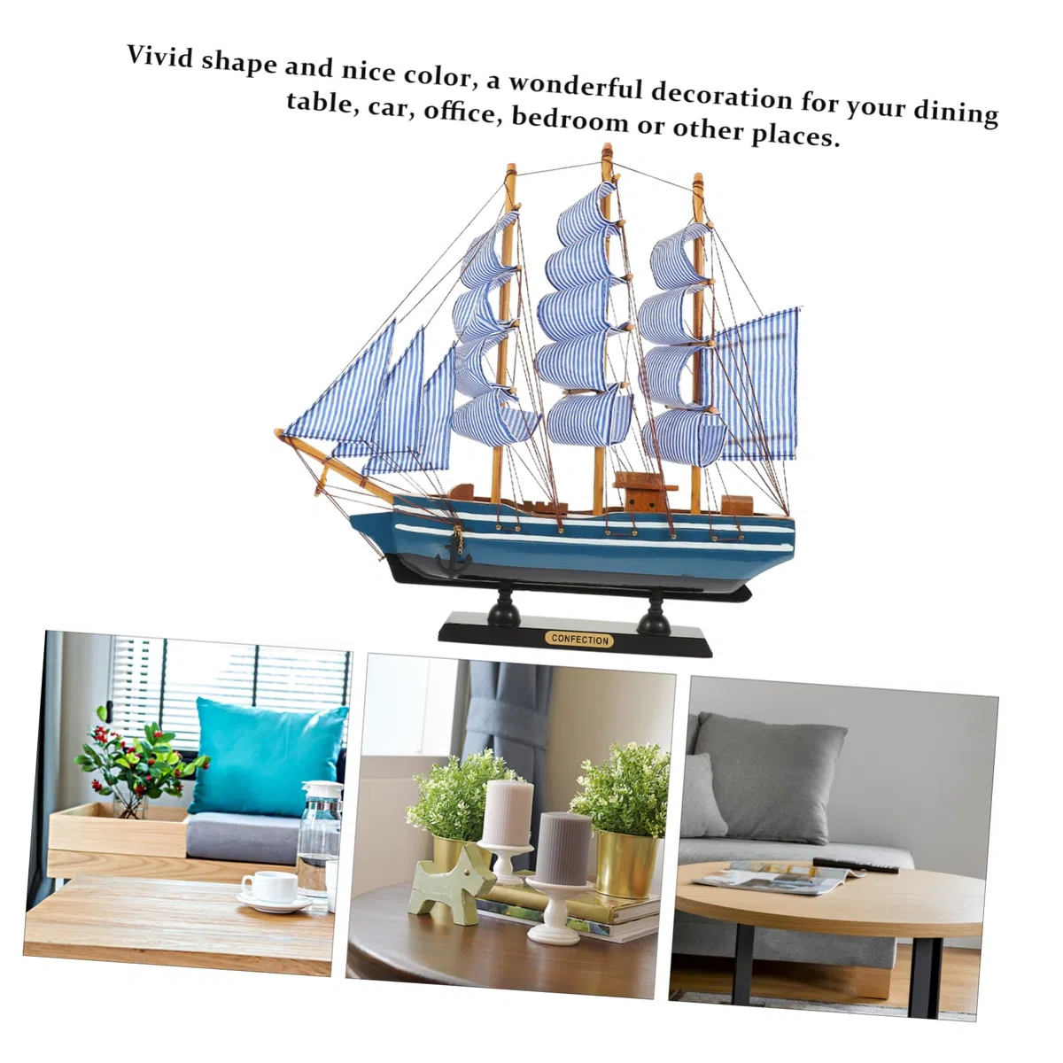 ULDIGI Modellino di Barca a Vela in Legno Leggero e Portatile, Decorazione Chic per Interni Stile Delicato e Forma Vivace, per Arredamento Casa
