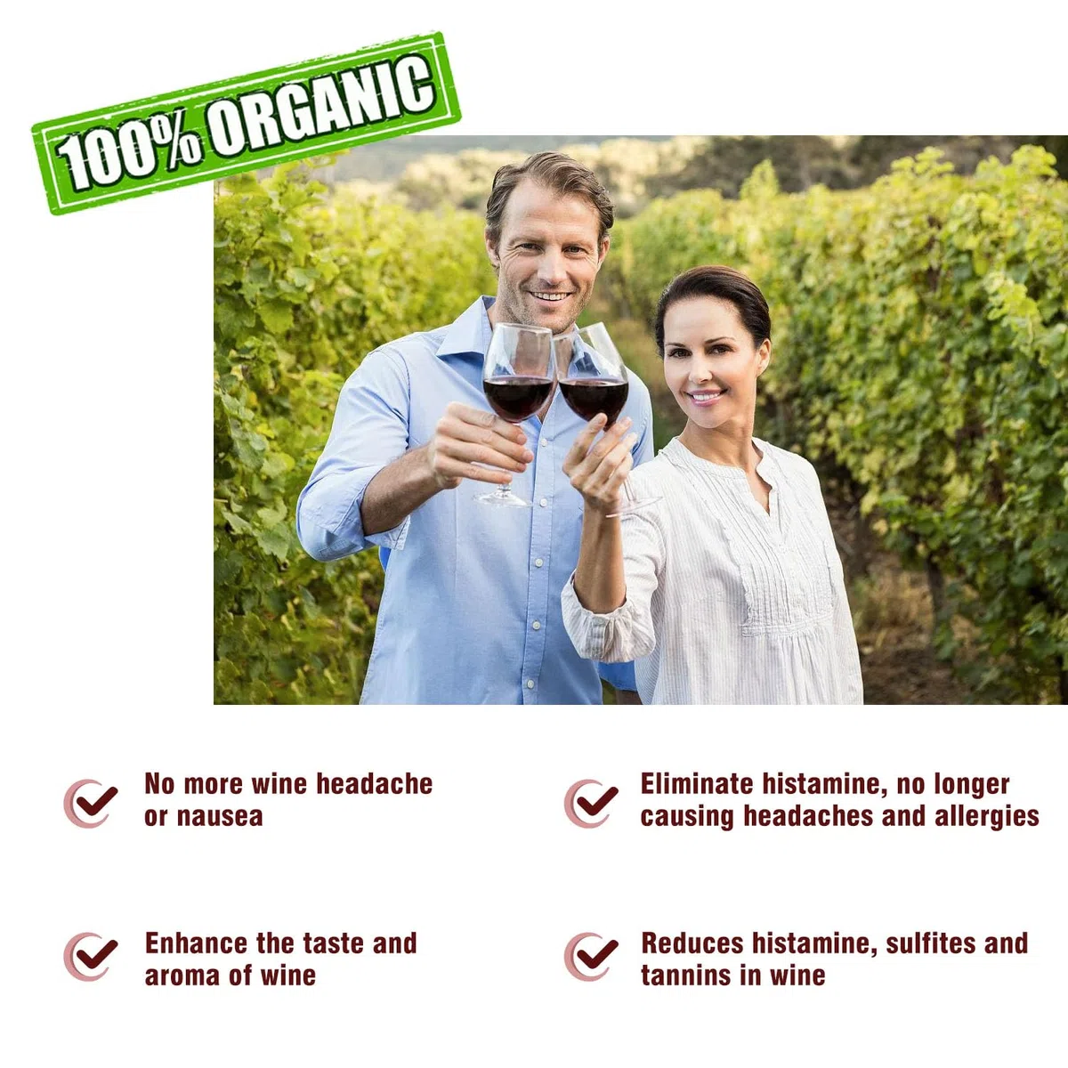 Filtro per vino solfito istamina purificatore: rimozione filtri vino istamine solfito – Allevia mal di testa prevenire la sensibilità del vino (12 confezioni)