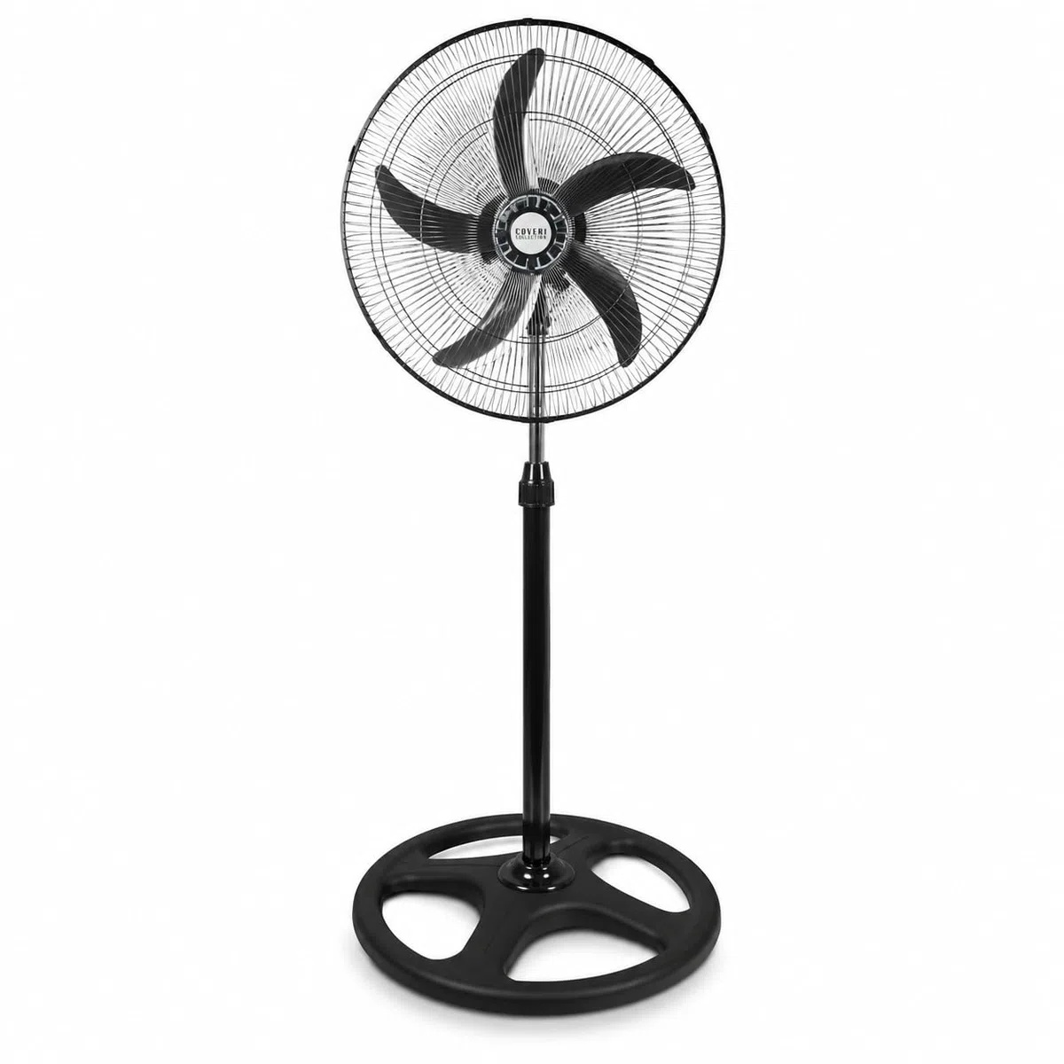 WENZO Ventilatore a Piantana 65W con 5 Pale in Alluminio, 3 Velocità, Oscillazione Laterale Automatica, Altezza Regolabile fino a 125 cm, Ventilatore da Terra Potente per Casa, Ufficio e Negozio