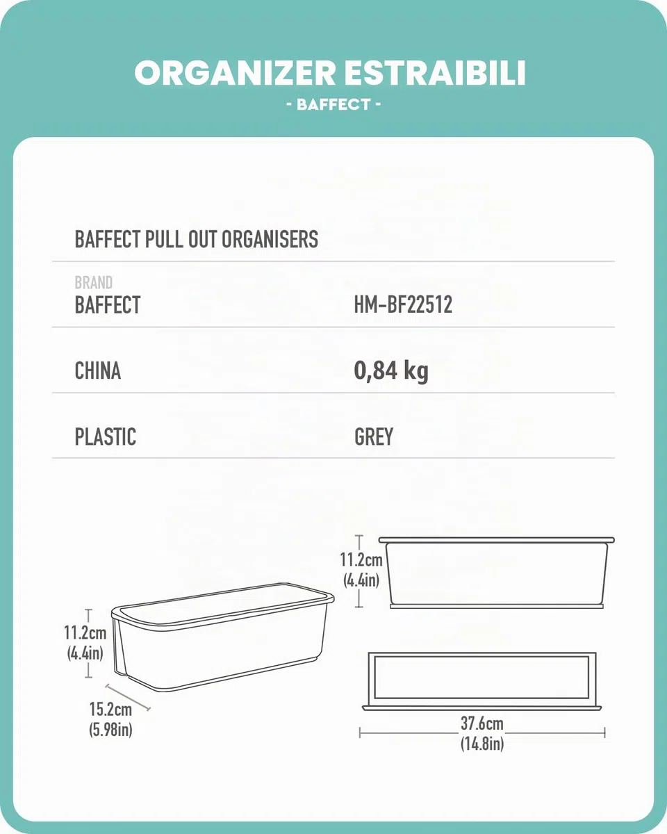 Baffect 2 pezzi Organizzatore mobile per cestello scorrevole per bagno in cucina, cassetti estraibili sotto organizer per lavandino Cestini scorrevoli fissati a parete per dispensa Doccia (grigio)