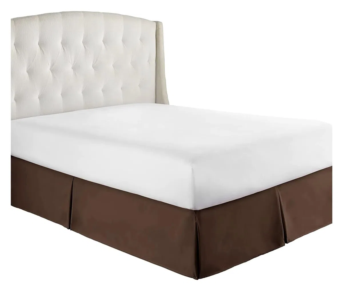 Gonna Letto Matrimoniale Gonna da Letto su Misura, Morbida e Confortevole, con Pieghe, in Tessuto Antipiega, Alta 15 Pollici(Brown,160x 200 x 35 cm)