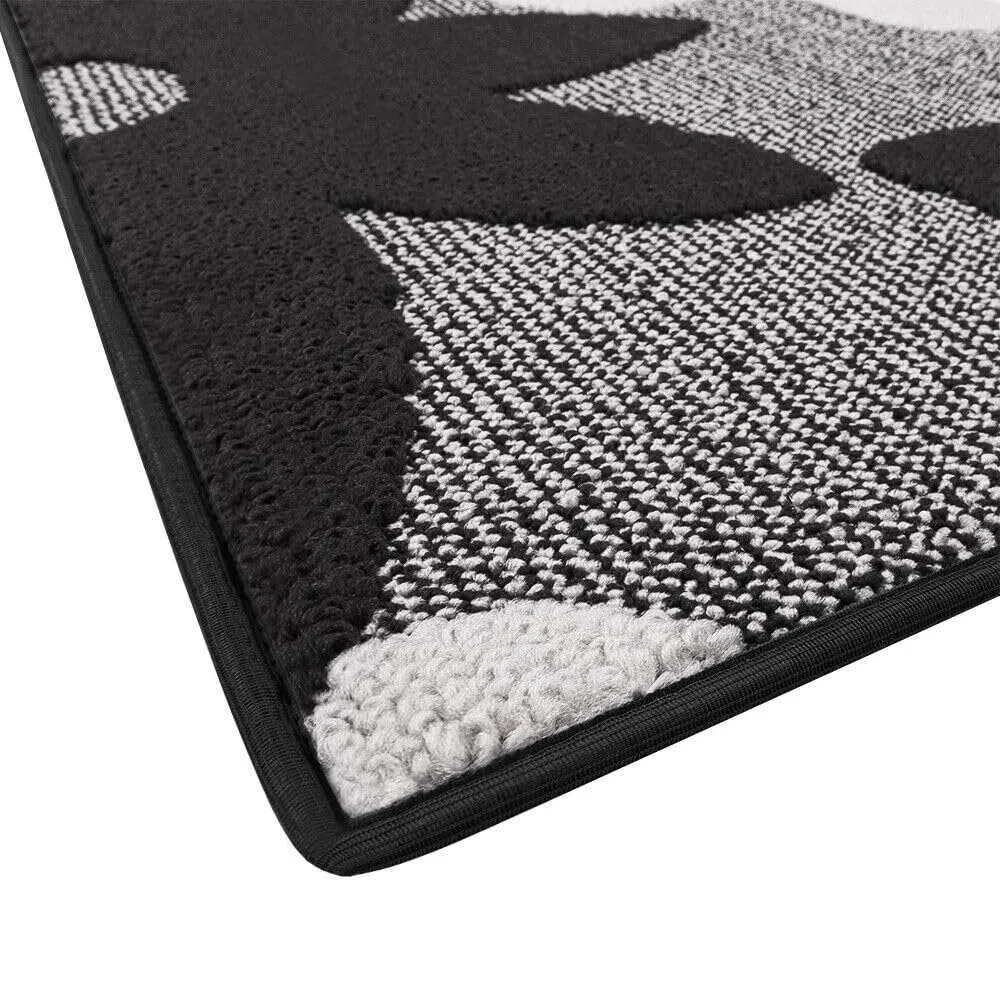 emmevi Tappeto Cucina 3D Fiore Tridimensionale Morbido Bordato Moderno Passatoia Antiscivolo 57x270 Nero