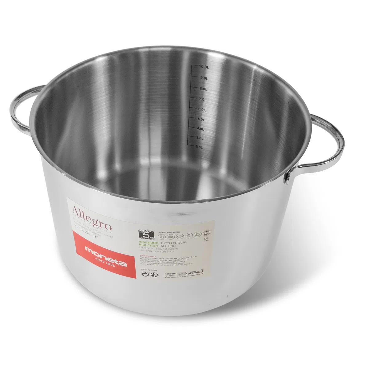 Moneta Allegro Pentola 24 cm in Acciaio Inox per tutti i Fuochi 7.5 Litri