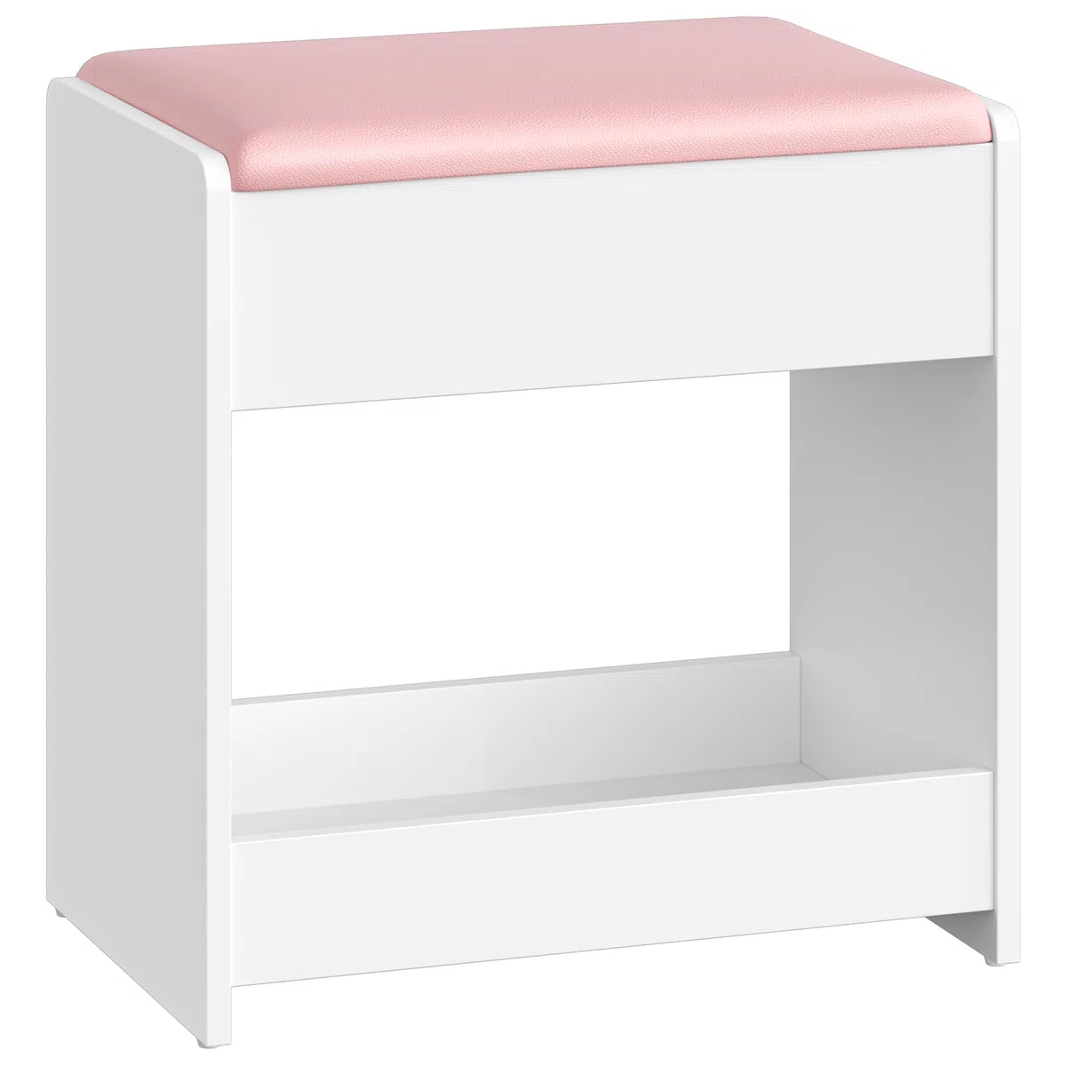 Hzuaneri Sgabello Toeletta Trucco, Sgabello Imbottito Postazione Trucco, Piedini con Cuscinetti Antiscivolo, Camera da Letto Cabina Armadio Ingresso, Bianco e Rosa VS32403A