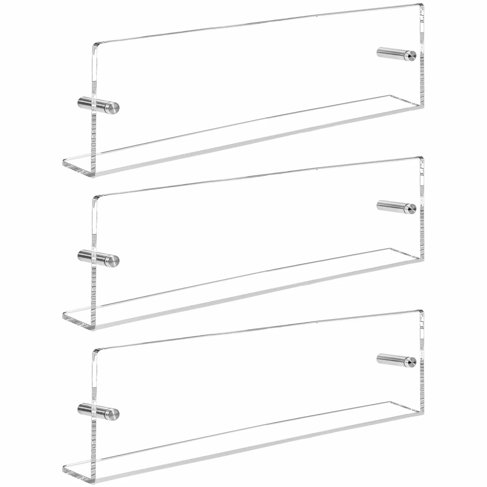 3 Pack Lunghezza 48 cm Scaffale per riviste a parete in acrilico trasparente adatto per la camera dei bambini, il soggiorno, la camera da letto e l'ufficio
