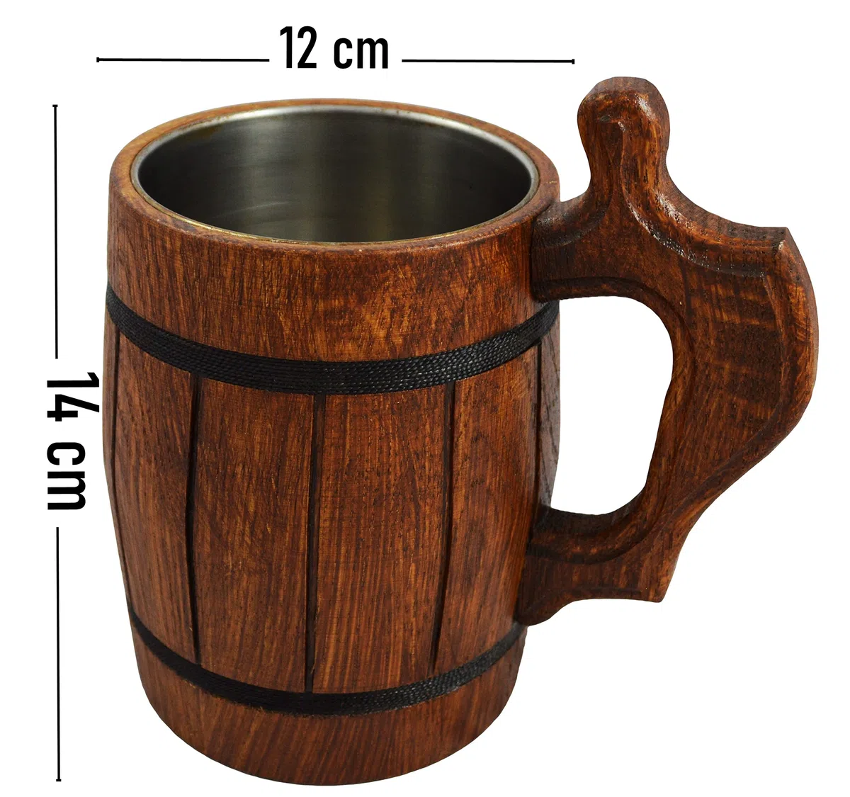 415/5 000 Wyniki tłumaczenia Tłumaczenie Wooden World - Boccale da birra in legno di quercia marrone - Regalo per la festa del papà molto solido per uomo 500 ML 1 pinta - M11