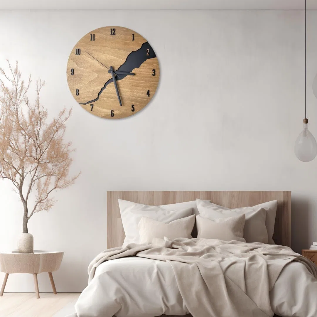 Orologio da Parete in Legno Moderno 30 cm – Design Silenzioso e Decorativo con Numeri 3D | Orologio da Muro Elegante per Cucina, Soggiorno, Camera o Ufficio – Orologio Minimal
