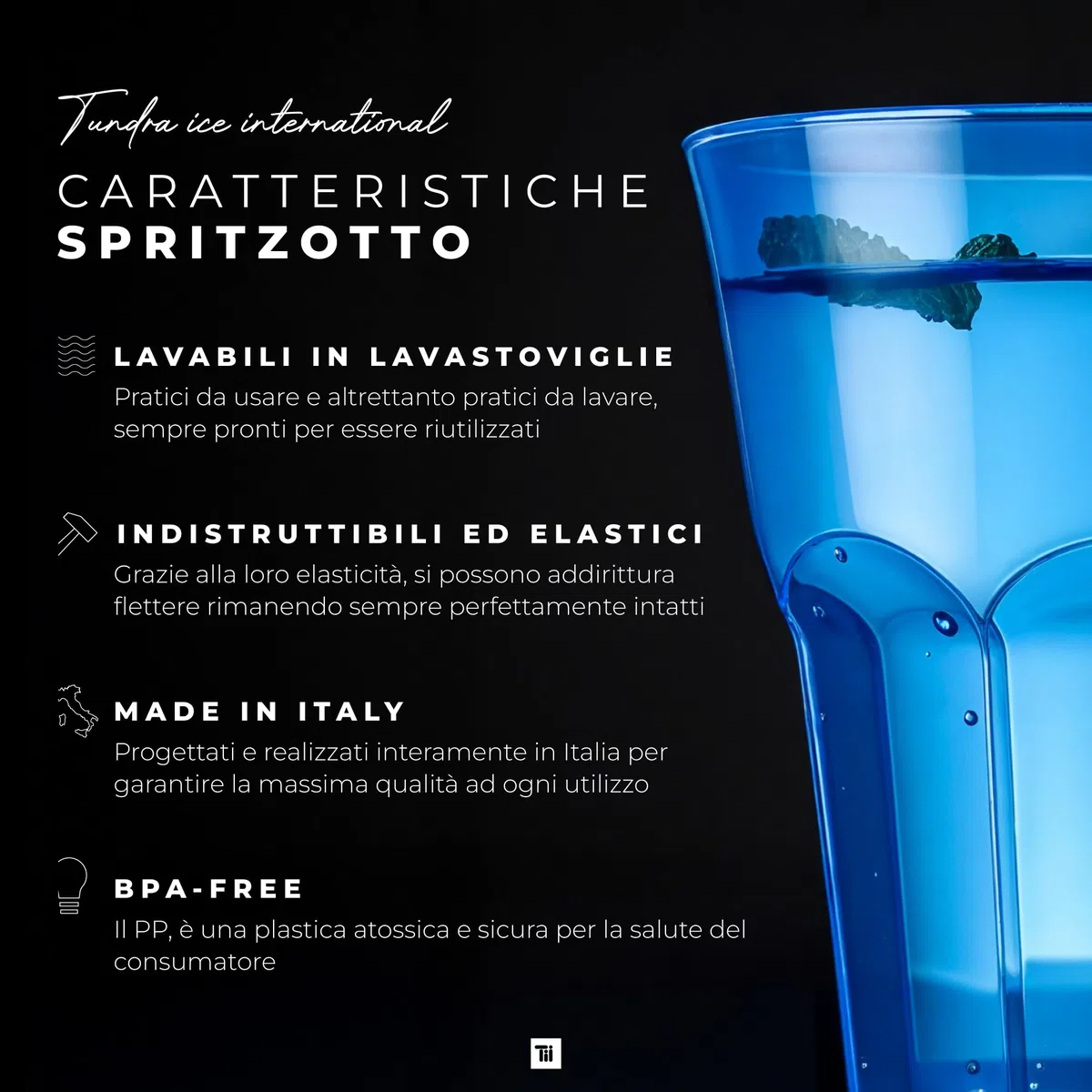 TUNDRA - Confezione 48 Bicchieri da COCKTAIL "SPRITZOTTO USA & RI-USA" 300 ml., BPA-FREE, COLORATI, in PLASTICA RICICLABILE (Polipropilene), INFRANGIBILI, Riutilizzabili e Trasparenti