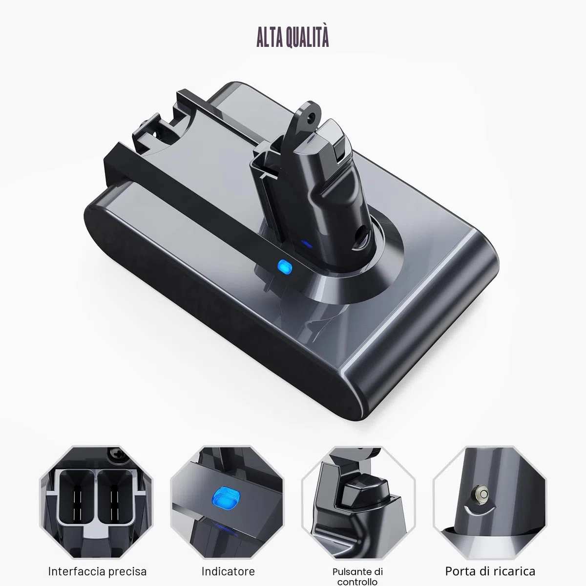 6000mAh V6 Batteria per Dyson V6, Batteria di Ricambio per Dyson DC62 DC58 DC59 DC61 DC72 DC74 Extra, Trigger, Fluffy, Absolute SV03 SV05 SV06 SV07 SV092（2 filtri + 1 pennello）